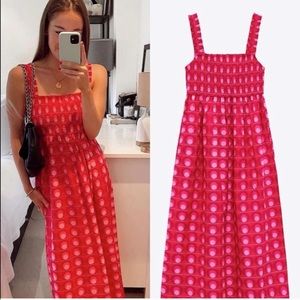 Zara printed midi dress fuschia
